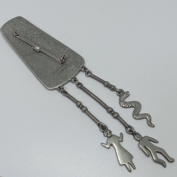 * vintage JJ Jonette large Garden of Eden dangle pin brooch - Picture 4 of 5